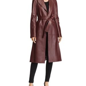 Theory Burgundy Leather Coat